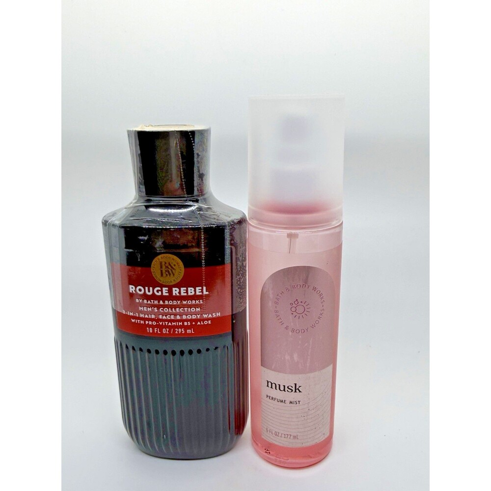 Bath & Body Works Men Rouge Rebel 3-in-1 Hair Body Wash, Musk Fragrance 6 oz Set